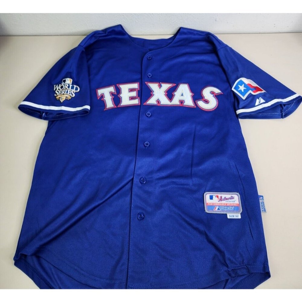 Vtg Texas Rangers on field cool base majestic men sz 52 jersey kinsler #5 2010